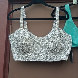 Eloquii Black and White Textured Bikini Top